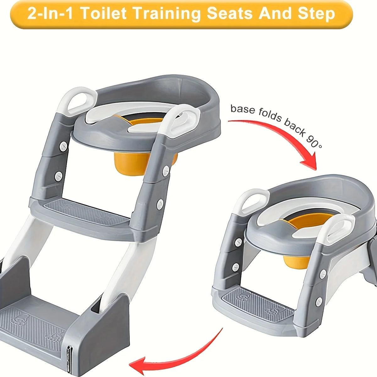 A Versatile Potty Training Chair That Includes Steps, Is Foldable, And Has Adjustable Height, Soft Padding, And Safety Features