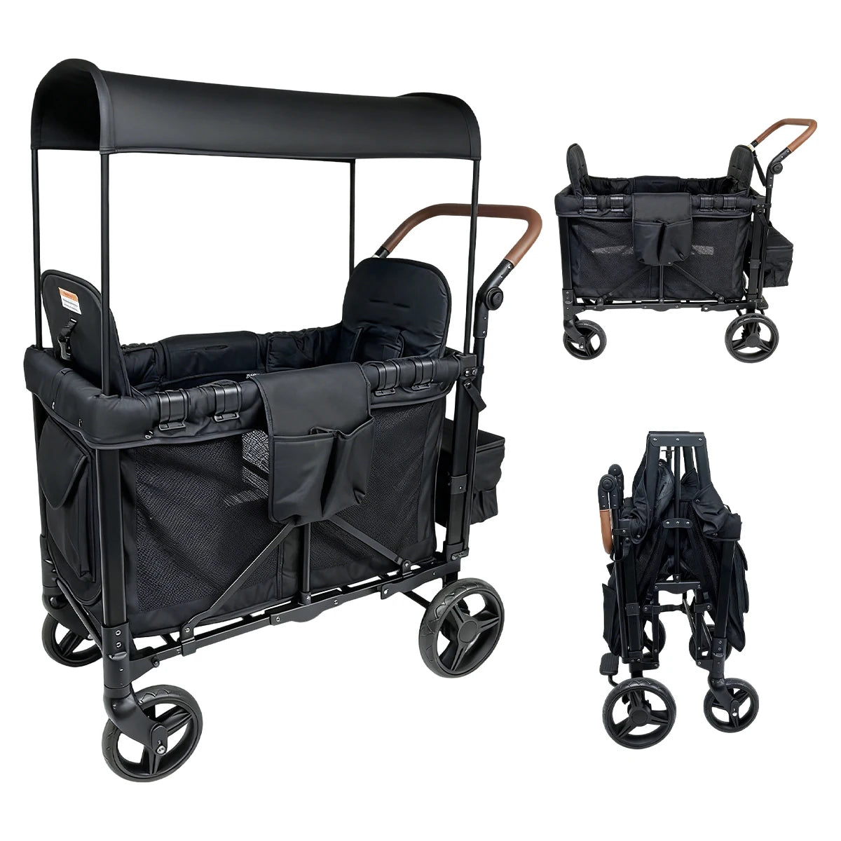 Twin Baby Stroller, High Seats With Seat Belts, Children's Outdoor Camping Tavel Trolley, Parent Storage Cart