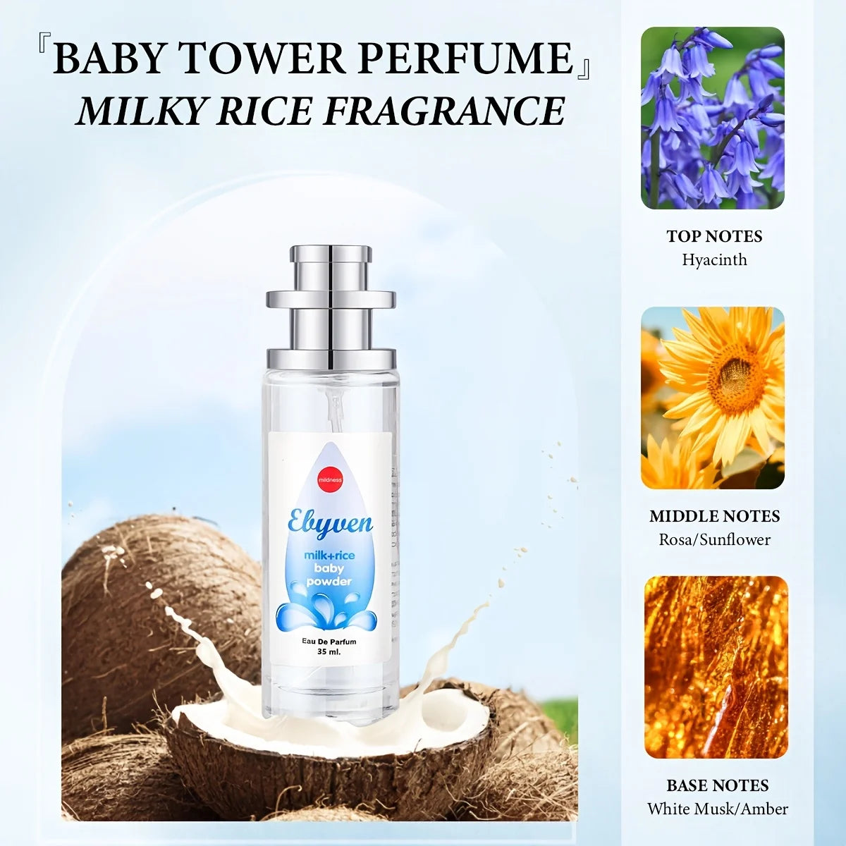 Gentle Baby Milk Fragrance Fresh Perfume Talcum Powder Fragrance Lasting Fruity Fragrance Milk Fragrance Baby Lavender Perfume 35ml