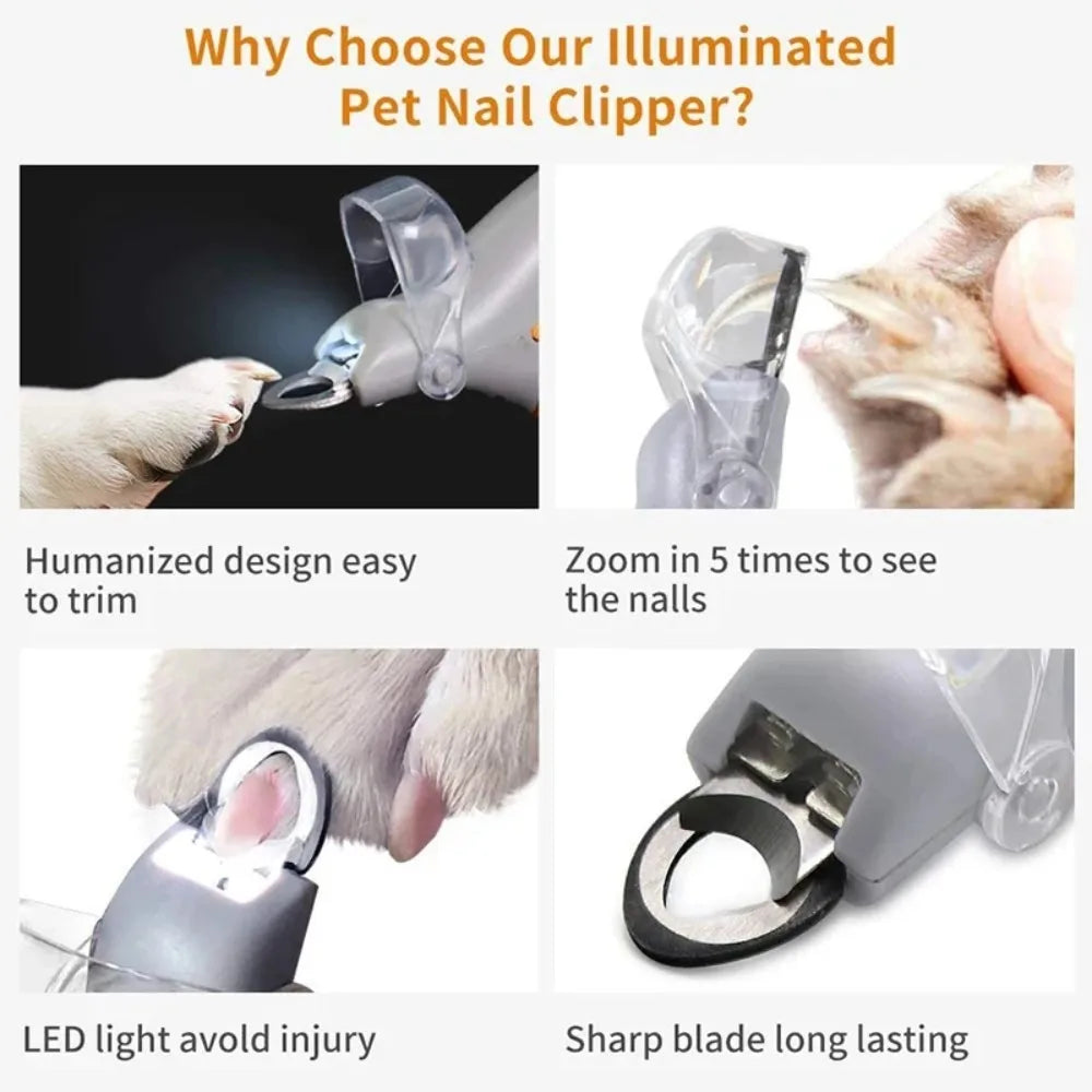 1 LED Pet Nail Clipper with Light, Cat and Dog Cleaning Scissors Provide Simple and Safe Beauty Care for Dogs and Cat Claws