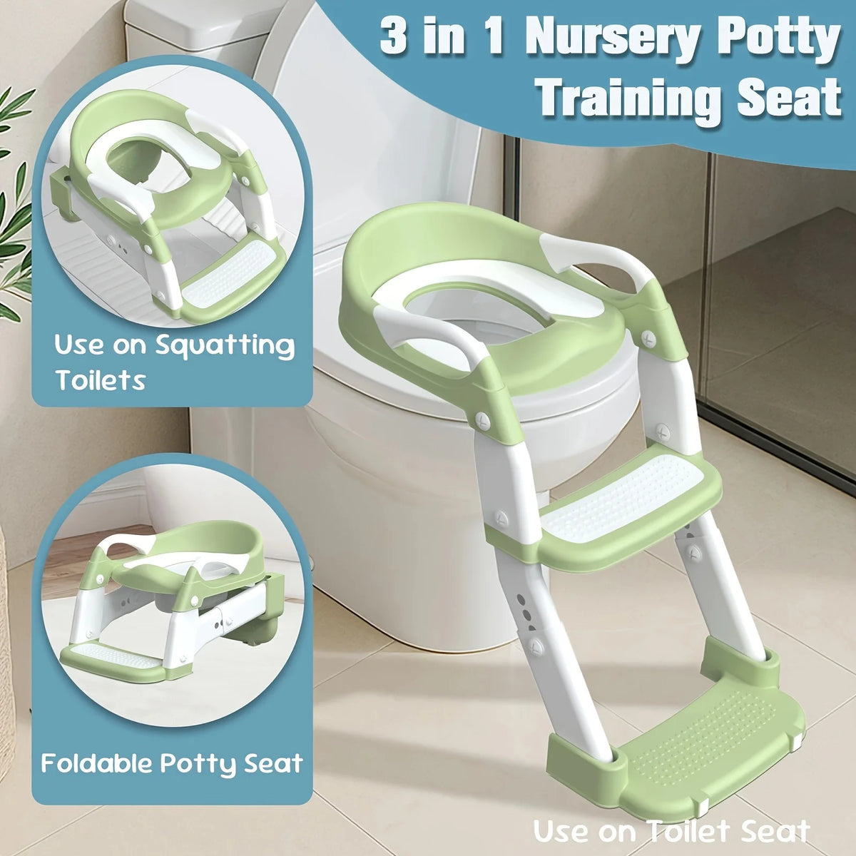 A Versatile Potty Training Chair That Includes Steps, Is Foldable, And Has Adjustable Height, Soft Padding, And Safety Features