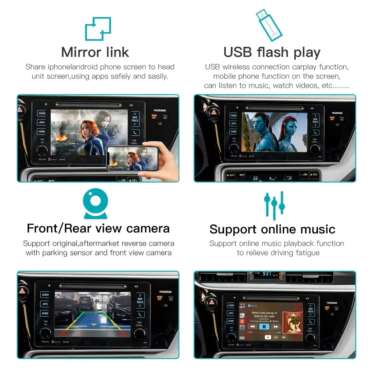 Wireless Carplay For TOYOTA Auris Yaris Avensis RAV4 PriusC-HR Corolla Camry 2014-2018 with Android Auto Mirror Link AirPlay