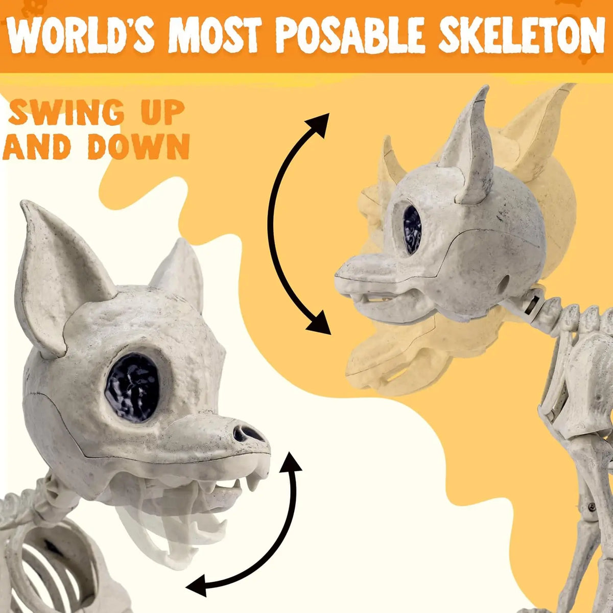 12.6 inches Plastic Puppy Bones Skeleton Plastic Chihuahua Dog Skeleton Halloween Decorations with Posable Joints for Halloween Indoor Outdoor, Graveyard Party Decor