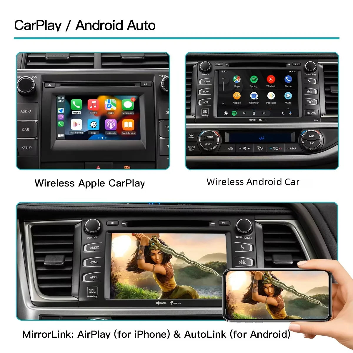 Wireless Carplay For TOYOTA Auris Yaris Avensis RAV4 PriusC-HR Corolla Camry 2014-2018 with Android Auto Mirror Link AirPlay