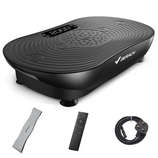 Merach Vibration Plate Exercise Machine with Digital Display Built-in Speakers, Whole Body Workout Weight Loss 350lbs Capacity for Lymphatic Drainage Home Fitness Equipment