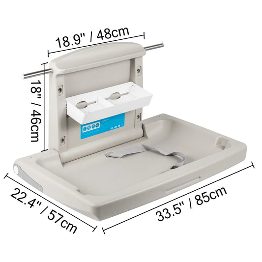 SucceBuy Commercial Wall Mounted Baby Diaper Changing Station Fold Down Table