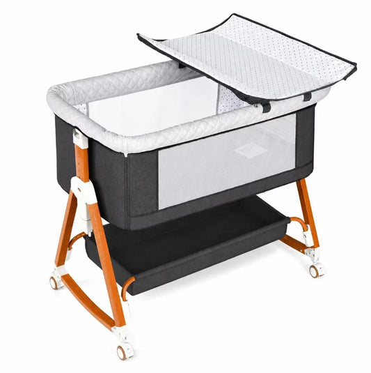 Kmaier Baby Bassinet Bedside Crib With Removable Diaper Changing Station