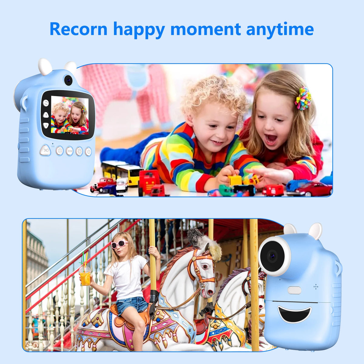 P1 Children Instant Camera Mp3 Printing Camera With Print Paper 2.4-inch HD Camcorder For Girls Toddler