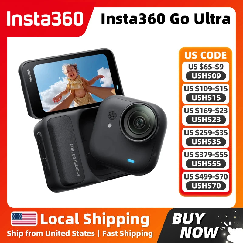 Insta360 GO Ultra Pocket Camera 1/1.28" sensor and 5nm AI chip 4K60fps Shoot for up to 200 minutes on a single charge