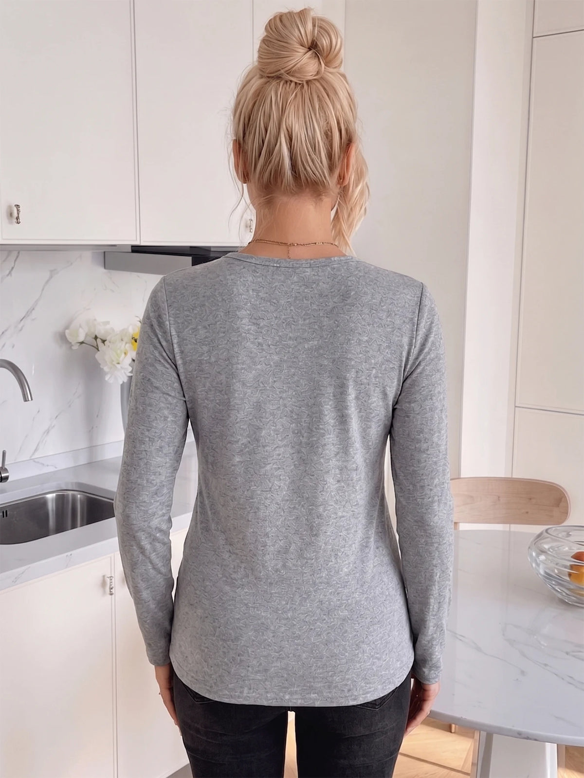 Pack of 3, pregnant women's breastfeeding long-sleeved tops, autumn and winter versatile care T-shirts, maternity clothes