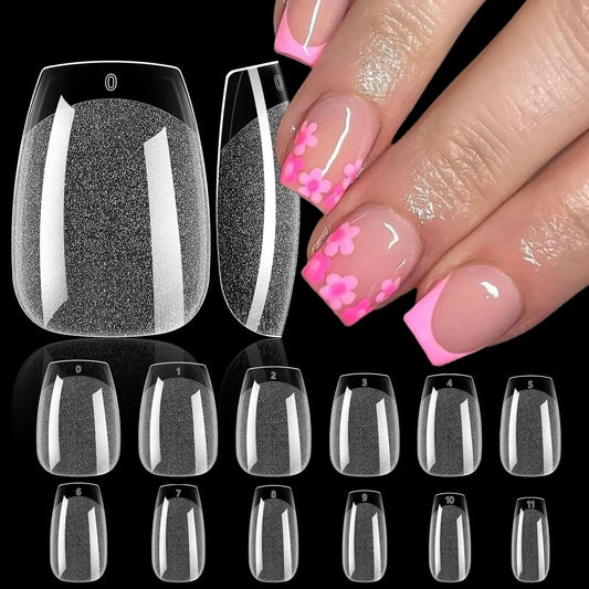 120Pcs Coffin Nail Tips, Half Matte Medium Coffin Soft x Gel Nail Tips Clear Fake Nails Ballerina Full Cover Acrylic Nails Tips for Extension Nail Manicure Salon Home DIY Nail Tips Art Nail Art Supplies