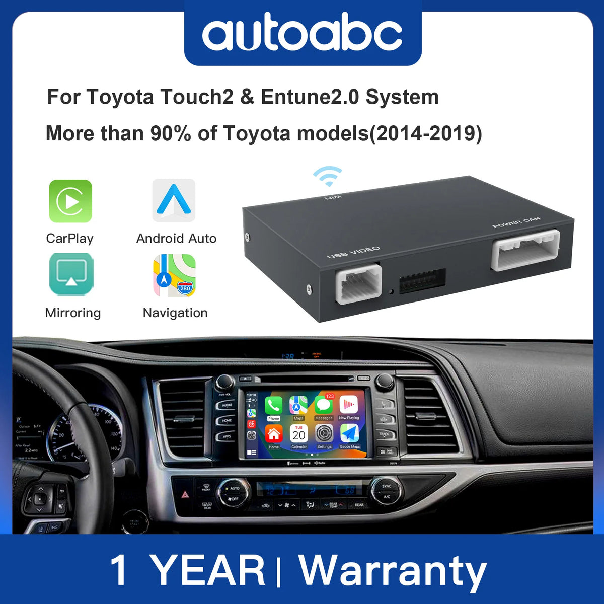 Wireless Carplay For TOYOTA Auris Yaris Avensis RAV4 PriusC-HR Corolla Camry 2014-2018 with Android Auto Mirror Link AirPlay