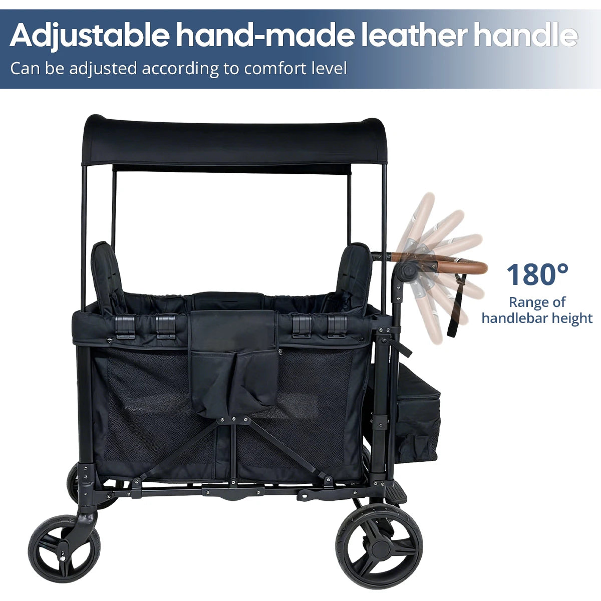 Twin Baby Stroller, High Seats With Seat Belts, Children's Outdoor Camping Tavel Trolley, Parent Storage Cart
