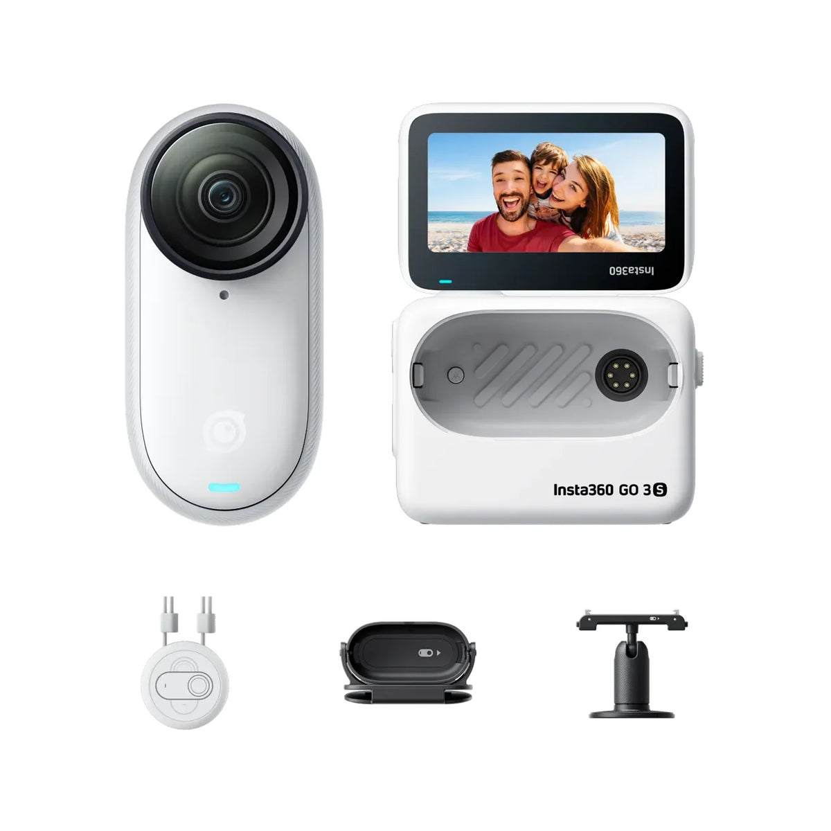 Insta360 GO 3S Tiny 4K Action Camera for Vlogging Arctic White Refurbished Digital Camera For Go Pro Vlogging Cameras with 128GB Built-In Waterproof 10M FlowState Stabilization 360° Camera Fast Shipping From US