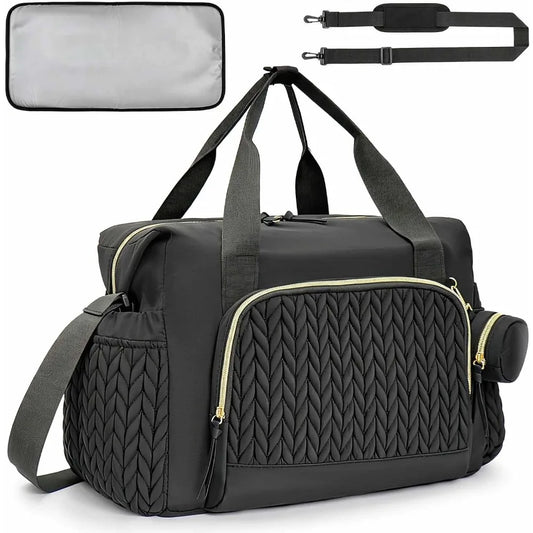 Tote Diaper Bag with Changing Pad, Pacifier Case, Large Capacity Hospital Bag for Mom and Baby, Newborn Travel Diaper Bag with Insulated Bottle Pocket for Mommy, Sturdy Diaper Bag Everyday Use for  New Parent