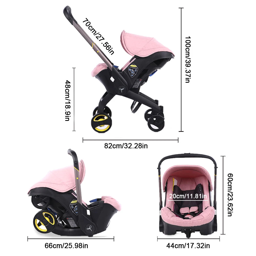 Baby Stroller 2 in 1 Carrycot Bassinet Bidirectional Push No Assembly Lightweight Portable Stroller Single Hand Operate For Newborn Mom Infant Pink Black US Local Warehouse Fast 3-7 Days Shipping