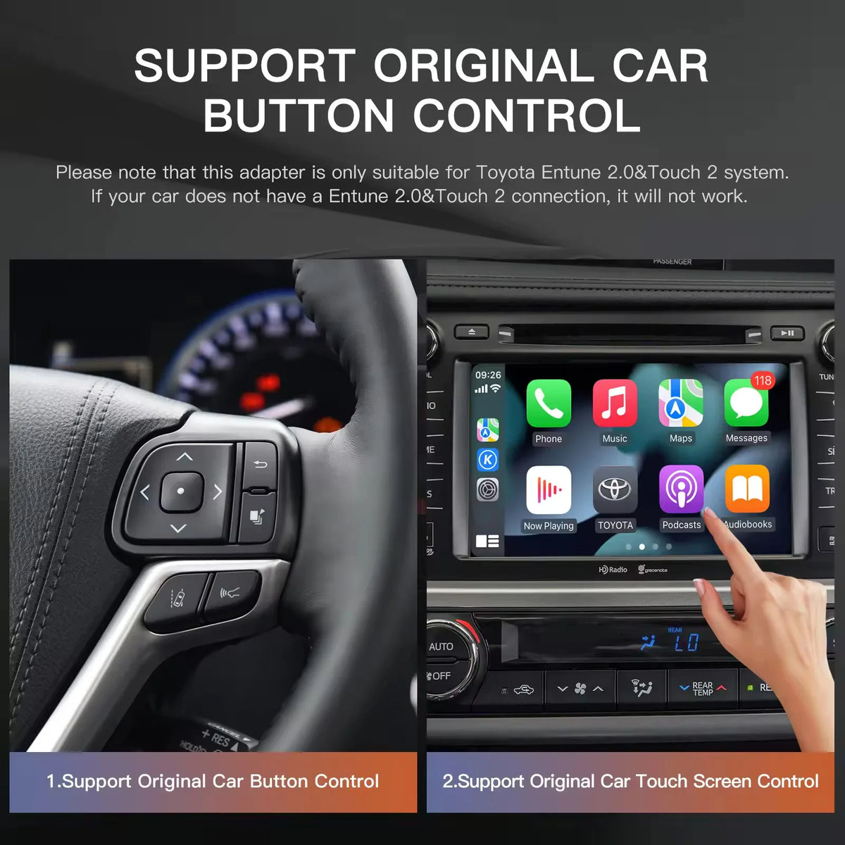 Wireless Carplay For TOYOTA Auris Yaris Avensis RAV4 PriusC-HR Corolla Camry 2014-2018 with Android Auto Mirror Link AirPlay