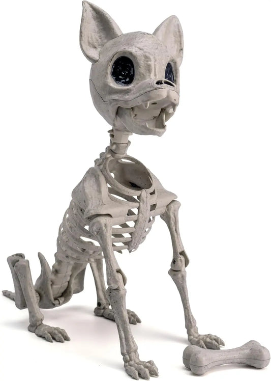 12.6 inches Plastic Puppy Bones Skeleton Plastic Chihuahua Dog Skeleton Halloween Decorations  with Posable Joints for Halloween Indoor Outdoor, Graveyard Party Decor