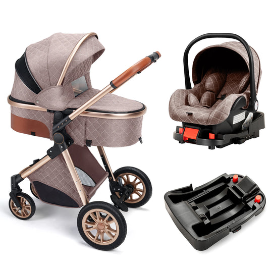 Luxury 3 In 1 Baby Stroller Foldable Pushchair And Pram