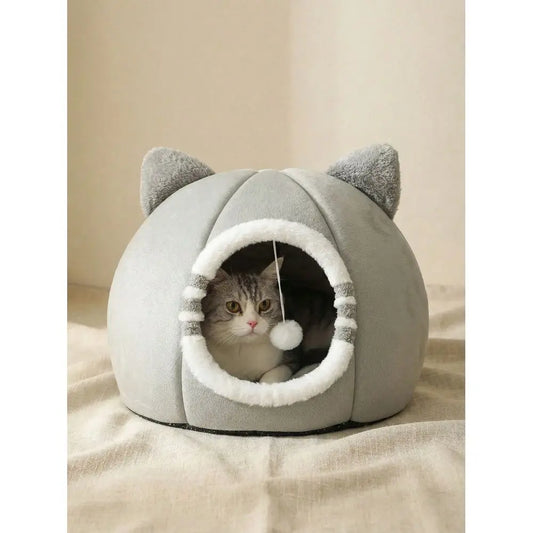 Washable Soft Cat Bed With Grip Base For Indoor Cats
