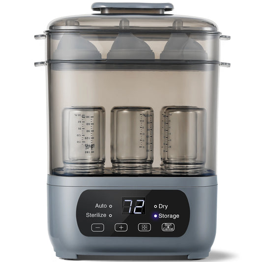 Baby Bottle Sterilizer and Dryer with Steam Disinfection and Storage