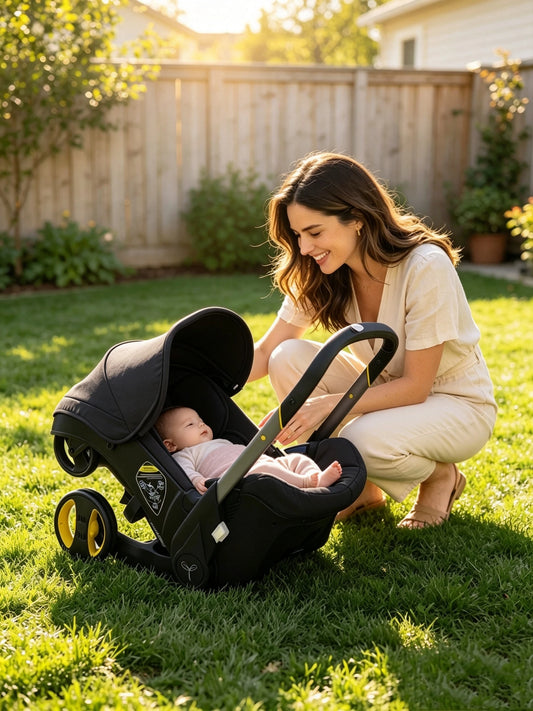 Baby Stroller 2 in 1 Carrycot Bassinet Bidirectional Push No Assembly Lightweight Portable Stroller Single Hand Operate For Newborn Mom Infant Pink Black US Local Warehouse Fast 3-7 Days Shipping
