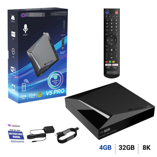 VseeBox V5 Pro 2025 Newest, 4GB RAM 32GB Storage, Voice Control, Parental Control, Android 12, Dual Band WiFi, 8K HDMI & Ethernet Cable