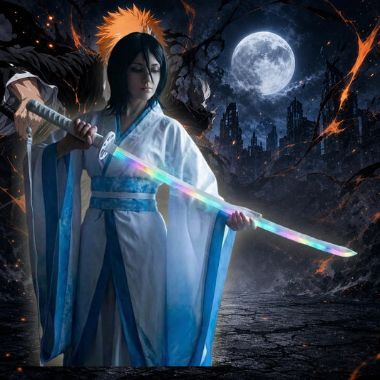 40inch 101cm Katana Sword LED Light Up Mist Spray Vapor Glow PU Plastic Blade Anime Cosplay Costume Prop Luminous RGB Sword Samurai Ninja Katana Sabre Schwert Manga Japanese Glow Mist Katana Toy Gift Collection Display Set Fu