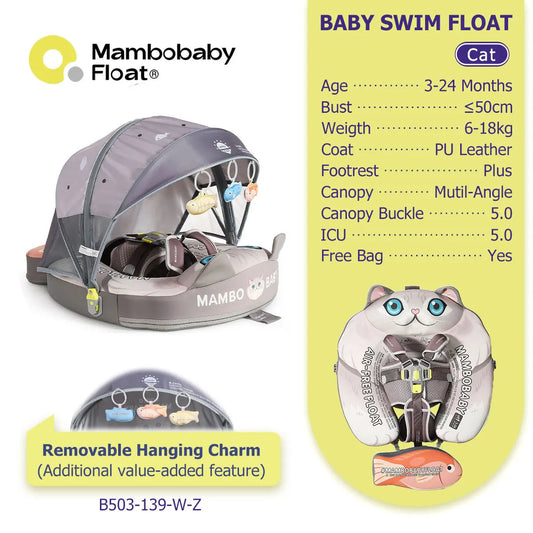 Mambobaby Non Inflatable Baby Pool Float With Removable Canopy