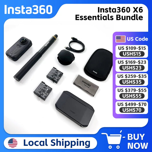 Insta360 X6 Essentials Bundle 4nm AI Chip + Dual Pro Imaging Chips Dual Sony Custom 1/1.1" Sensors
